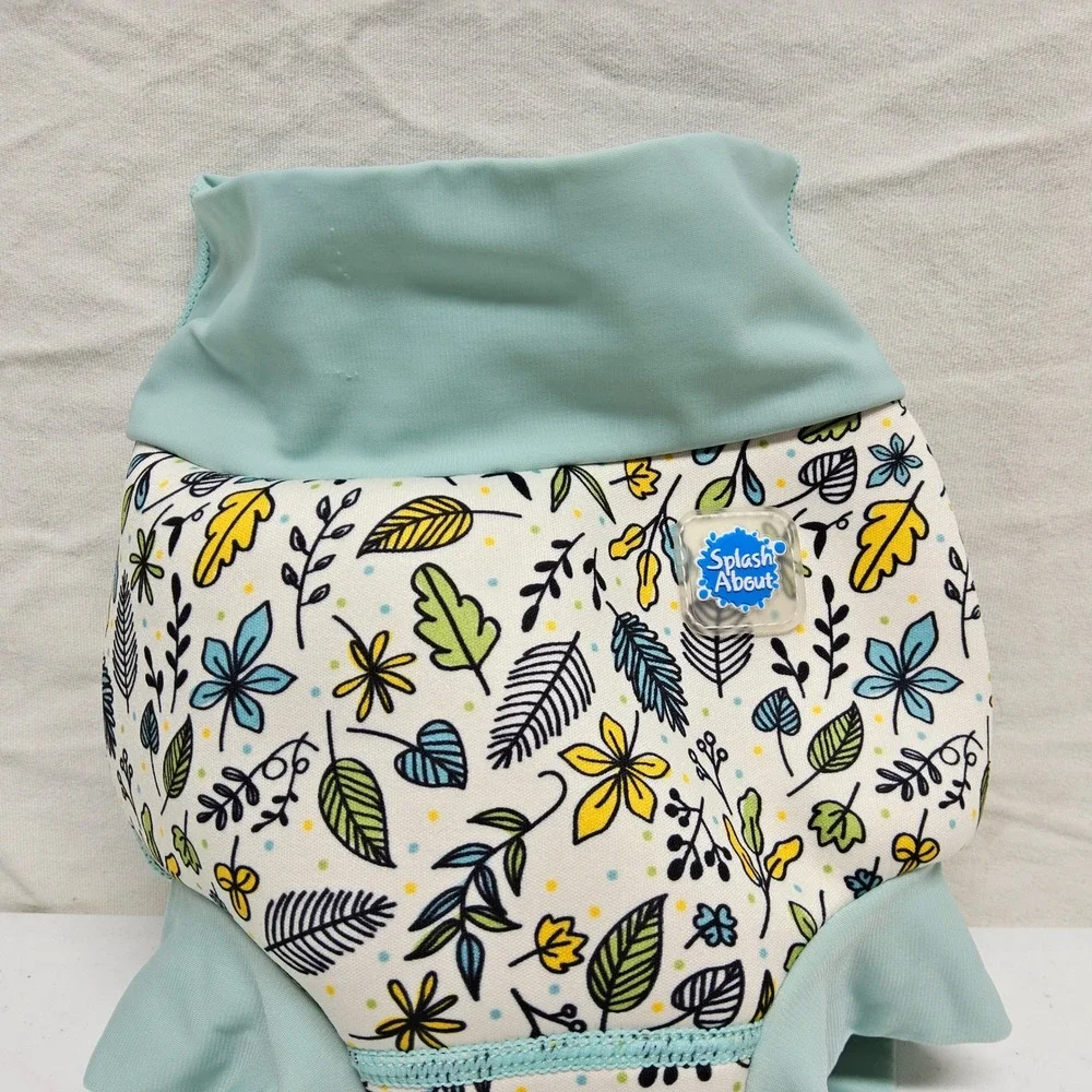 Splash About Happy Nappy Swim Diaper Kids 12-24M Mint Green Botanical Leaf Print